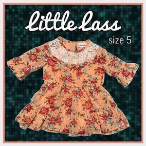 LITTE LASS classy & cute coral/peach floral BLOUSE size 5